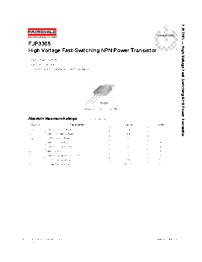 Fairchild Semiconductor fjp3305  . Electronic Components Datasheets Active components Transistors Fairchild Semiconductor fjp3305.pdf