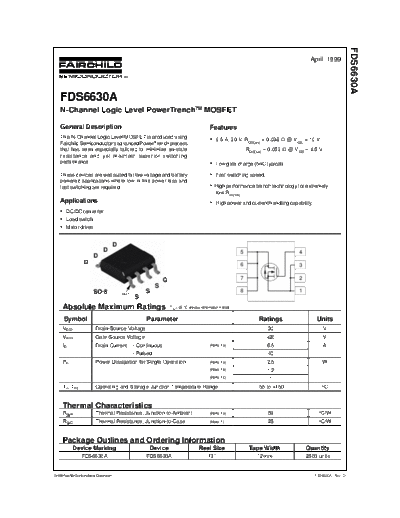 Fairchild Semiconductor fds6630a  . Electronic Components Datasheets Active components Transistors Fairchild Semiconductor fds6630a.pdf