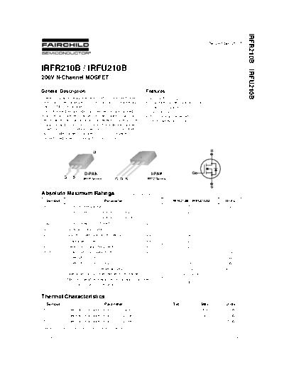 Fairchild Semiconductor irfr210b irfu210b 2  . Electronic Components Datasheets Active components Transistors Fairchild Semiconductor irfr210b_irfu210b_2.pdf