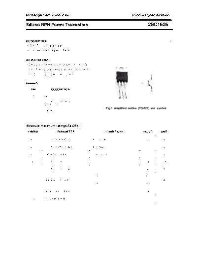 Inchange Semiconductor 2sc1626  . Electronic Components Datasheets Active components Transistors Inchange Semiconductor 2sc1626.pdf