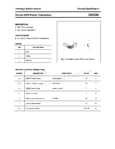 Inchange Semiconductor 2sd388  . Electronic Components Datasheets Active components Transistors Inchange Semiconductor 2sd388.pdf