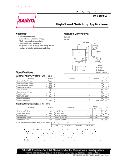 Sanyo 2sc4987  . Electronic Components Datasheets Active components Transistors Sanyo 2sc4987.pdf