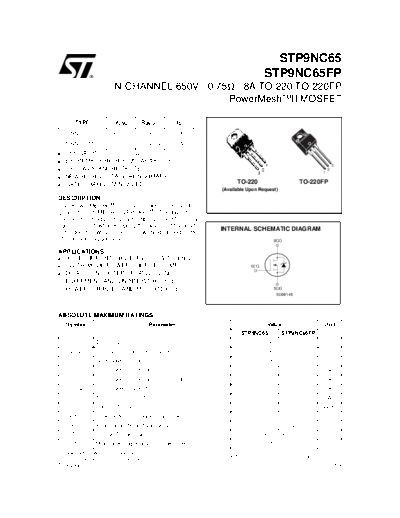 ST stp9nc65  . Electronic Components Datasheets Active components Transistors ST stp9nc65.pdf
