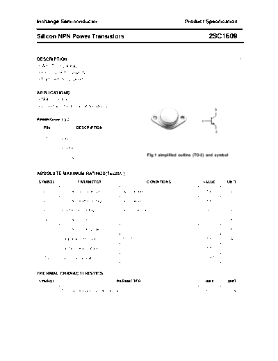 Inchange Semiconductor 2sc1609  . Electronic Components Datasheets Active components Transistors Inchange Semiconductor 2sc1609.pdf