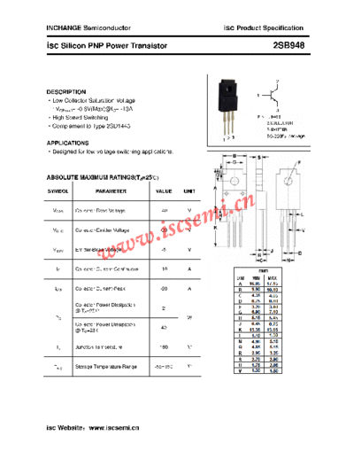 Inchange Semiconductor 2sb948  . Electronic Components Datasheets Active components Transistors Inchange Semiconductor 2sb948.pdf