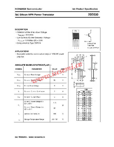 Inchange Semiconductor 2sd330  . Electronic Components Datasheets Active components Transistors Inchange Semiconductor 2sd330.pdf