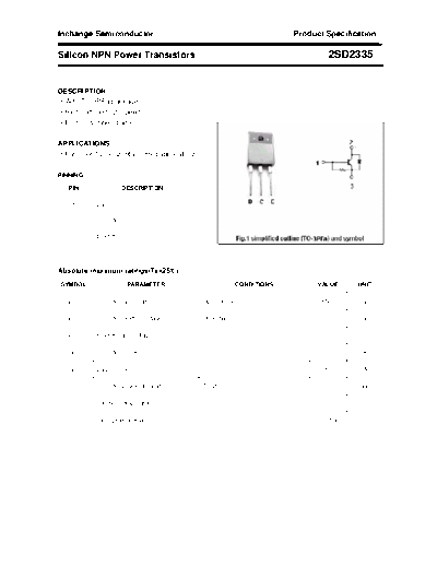 Inchange Semiconductor 2sd2335  . Electronic Components Datasheets Active components Transistors Inchange Semiconductor 2sd2335.pdf