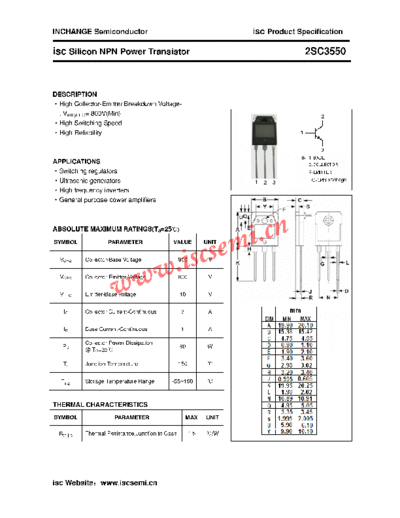 Inchange Semiconductor 2sc3550  . Electronic Components Datasheets Active components Transistors Inchange Semiconductor 2sc3550.pdf