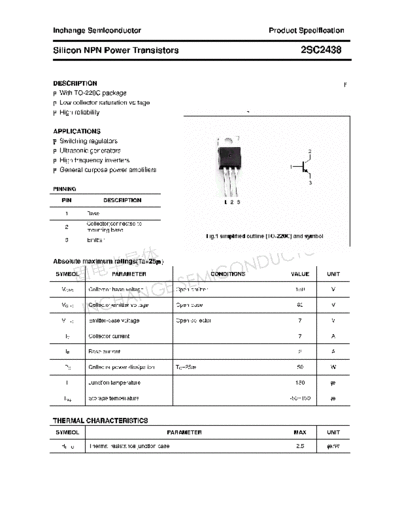 Inchange Semiconductor 2sc2438  . Electronic Components Datasheets Active components Transistors Inchange Semiconductor 2sc2438.pdf