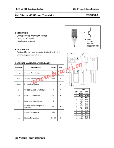 Inchange Semiconductor 2sc4546  . Electronic Components Datasheets Active components Transistors Inchange Semiconductor 2sc4546.pdf