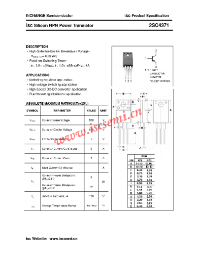 Inchange Semiconductor 2sc4371  . Electronic Components Datasheets Active components Transistors Inchange Semiconductor 2sc4371.pdf