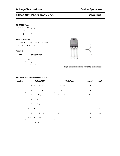 Inchange Semiconductor 2sc3831  . Electronic Components Datasheets Active components Transistors Inchange Semiconductor 2sc3831.pdf