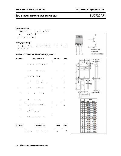 Inchange Semiconductor bu2720af  . Electronic Components Datasheets Active components Transistors Inchange Semiconductor bu2720af.pdf