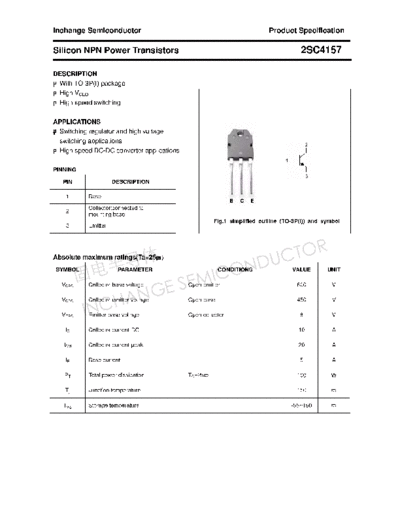 Inchange Semiconductor 2sc4157  . Electronic Components Datasheets Active components Transistors Inchange Semiconductor 2sc4157.pdf