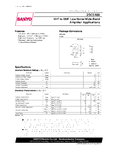 Sanyo 2sc5488  . Electronic Components Datasheets Active components Transistors Sanyo 2sc5488.pdf