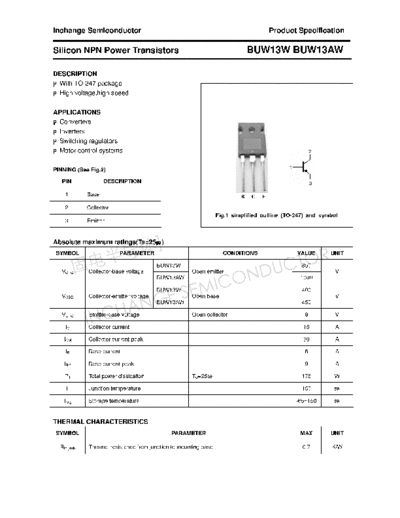 Inchange Semiconductor buw13w buw13aw  . Electronic Components Datasheets Active components Transistors Inchange Semiconductor buw13w_buw13aw.pdf