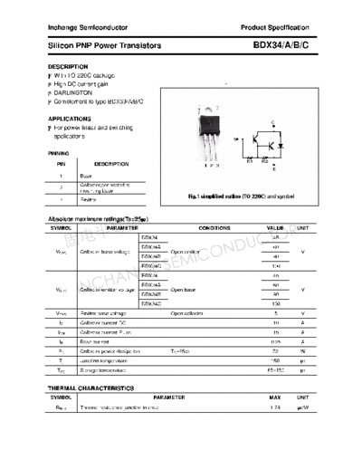 Inchange Semiconductor bdx34 a b c  . Electronic Components Datasheets Active components Transistors Inchange Semiconductor bdx34_a_b_c.pdf