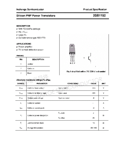 Inchange Semiconductor 2sb1192  . Electronic Components Datasheets Active components Transistors Inchange Semiconductor 2sb1192.pdf