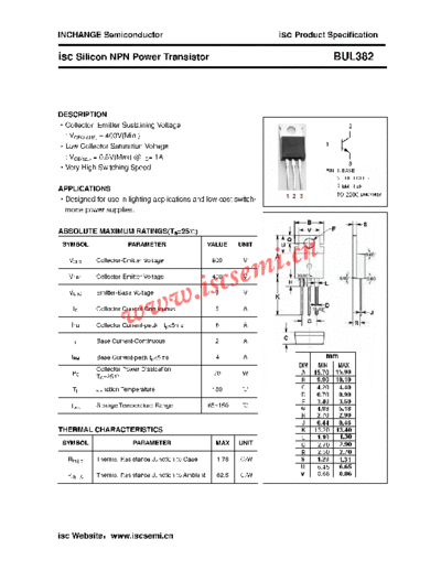 Inchange Semiconductor bul382  . Electronic Components Datasheets Active components Transistors Inchange Semiconductor bul382.pdf