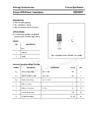 Inchange Semiconductor 2sc4507  . Electronic Components Datasheets Active components Transistors Inchange Semiconductor 2sc4507.pdf