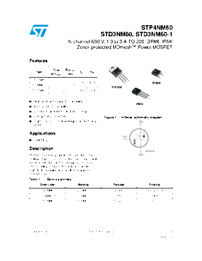 ST d3nm60  d3nm60-1  p4nm60  . Electronic Components Datasheets Active components Transistors ST std3nm60_std3nm60-1_stp4nm60.pdf