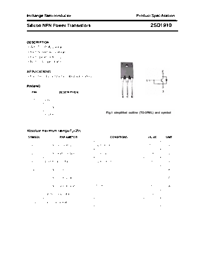 Inchange Semiconductor 2sd1910  . Electronic Components Datasheets Active components Transistors Inchange Semiconductor 2sd1910.pdf