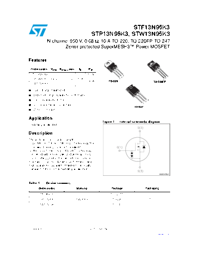 ST f13n95k3  p13n95k3  w13n95k3  . Electronic Components Datasheets Active components Transistors ST stf13n95k3_stp13n95k3_stw13n95k3.pdf