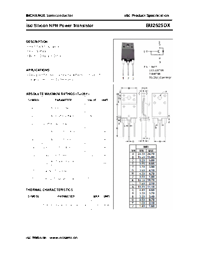 Inchange Semiconductor bu2525dx  . Electronic Components Datasheets Active components Transistors Inchange Semiconductor bu2525dx.pdf