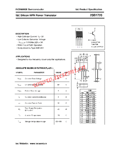 Inchange Semiconductor 2sd1720  . Electronic Components Datasheets Active components Transistors Inchange Semiconductor 2sd1720.pdf
