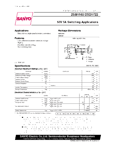Sanyo 2sd1722  . Electronic Components Datasheets Active components Transistors Sanyo 2sd1722.pdf