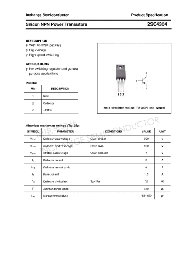 Inchange Semiconductor 2sc4304  . Electronic Components Datasheets Active components Transistors Inchange Semiconductor 2sc4304.pdf