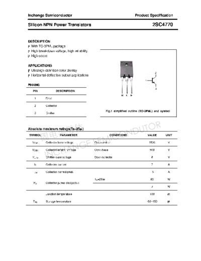Inchange Semiconductor 2sc4770  . Electronic Components Datasheets Active components Transistors Inchange Semiconductor 2sc4770.pdf
