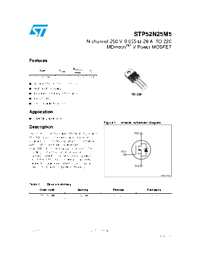 ST stp52n25m5  . Electronic Components Datasheets Active components Transistors ST stp52n25m5.pdf