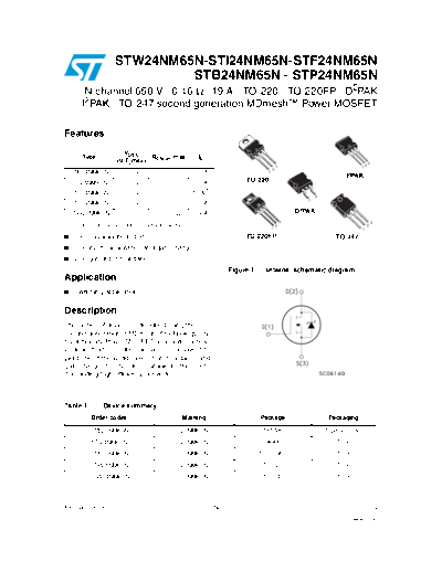 ST b24nm65n  i24nm65n  f24nm65n  p24nm65n  w24nm65n  . Electronic Components Datasheets Active components Transistors ST stb24nm65n_sti24nm65n_stf24nm65n_stp24nm65n_stw24nm65n.pdf