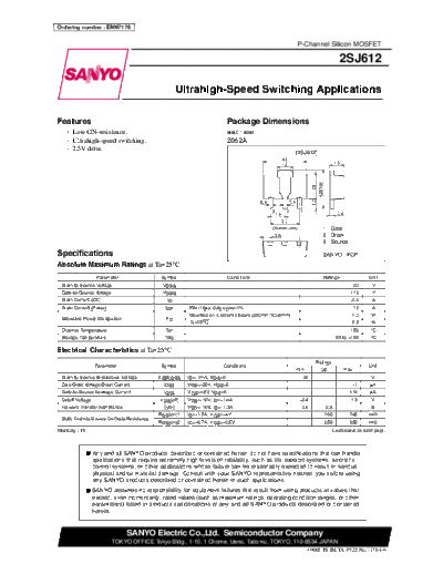 Sanyo 2sj612  . Electronic Components Datasheets Active components Transistors Sanyo 2sj612.pdf
