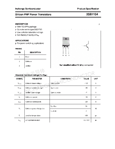 Inchange Semiconductor 2sb1154  . Electronic Components Datasheets Active components Transistors Inchange Semiconductor 2sb1154.pdf