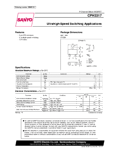 Sanyo cph3317  . Electronic Components Datasheets Active components Transistors Sanyo cph3317.pdf