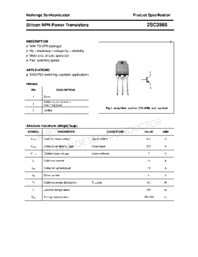 Inchange Semiconductor 2sc3988  . Electronic Components Datasheets Active components Transistors Inchange Semiconductor 2sc3988.pdf