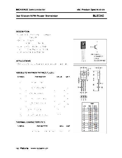 Inchange Semiconductor mje340  . Electronic Components Datasheets Active components Transistors Inchange Semiconductor mje340.pdf