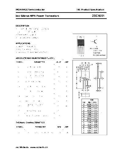 Inchange Semiconductor 2sc4051  . Electronic Components Datasheets Active components Transistors Inchange Semiconductor 2sc4051.pdf