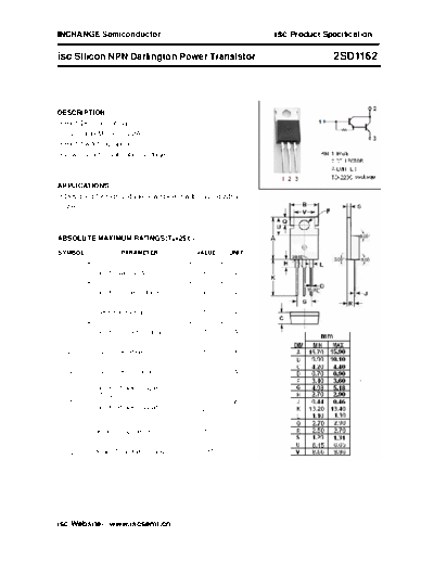 Inchange Semiconductor 2sd1162  . Electronic Components Datasheets Active components Transistors Inchange Semiconductor 2sd1162.pdf