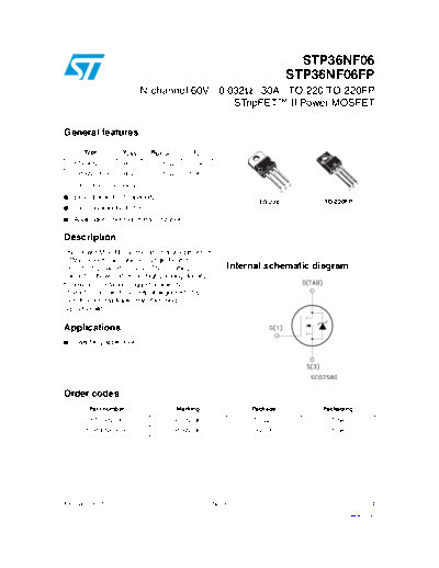 ST stp36nf06 stp36nf06fp  . Electronic Components Datasheets Active components Transistors ST stp36nf06_stp36nf06fp.pdf