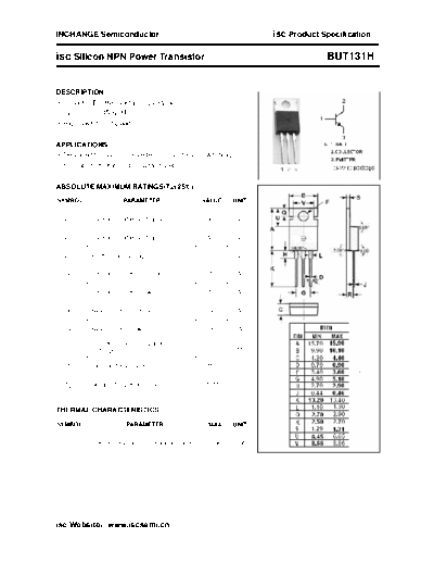 Inchange Semiconductor but131h  . Electronic Components Datasheets Active components Transistors Inchange Semiconductor but131h.pdf