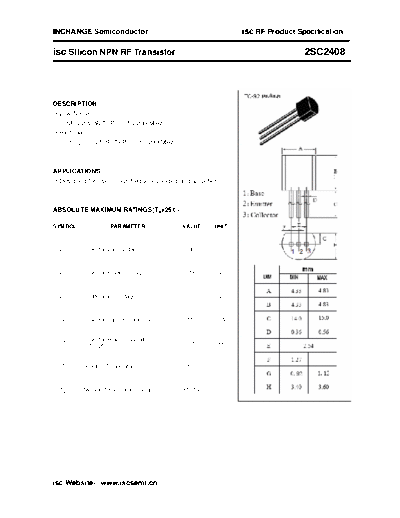 Inchange Semiconductor 2sc2408  . Electronic Components Datasheets Active components Transistors Inchange Semiconductor 2sc2408.pdf