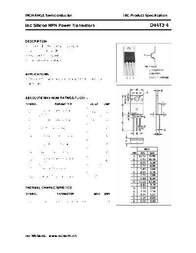 Inchange Semiconductor d44t3 4  . Electronic Components Datasheets Active components Transistors Inchange Semiconductor d44t3_4.pdf