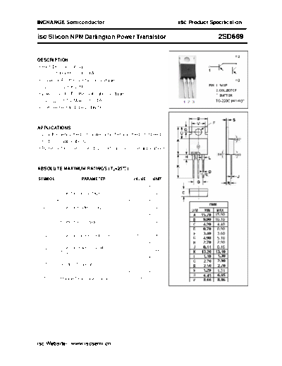 Inchange Semiconductor 2sd689  . Electronic Components Datasheets Active components Transistors Inchange Semiconductor 2sd689.pdf