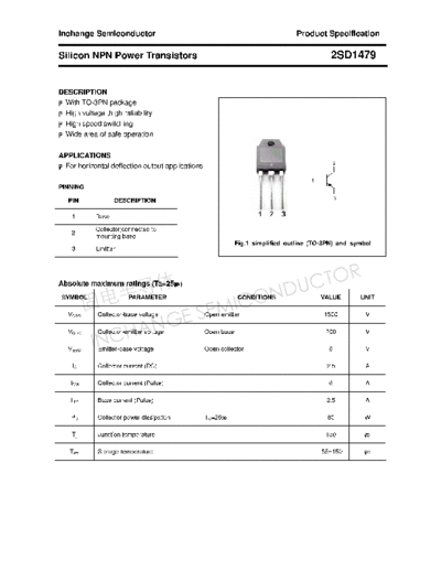 Inchange Semiconductor 2sd1479  . Electronic Components Datasheets Active components Transistors Inchange Semiconductor 2sd1479.pdf