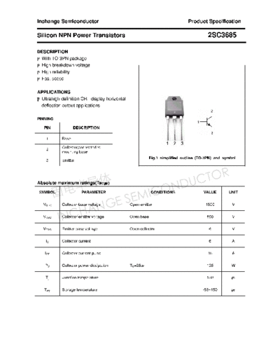 Inchange Semiconductor 2sc3685  . Electronic Components Datasheets Active components Transistors Inchange Semiconductor 2sc3685.pdf