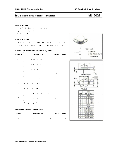 Inchange Semiconductor mj12022  . Electronic Components Datasheets Active components Transistors Inchange Semiconductor mj12022.pdf