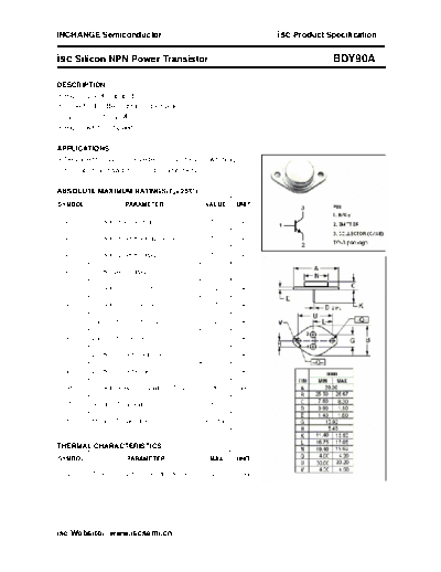 Inchange Semiconductor bdy90a  . Electronic Components Datasheets Active components Transistors Inchange Semiconductor bdy90a.pdf